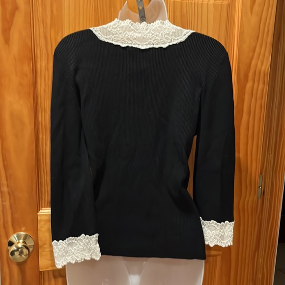 Belldini Stretchy Black Sweater with Lace Trim - Picture 6 of 7